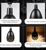 Metal Black Pendant Light Decorative Cutout Design with Crystal Accent Hanging Lamp
