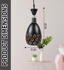 Metal Black Pendant Light Decorative Cutout Design with Crystal Accent Hanging Lamp
