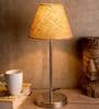 Metal Brown Jute Shade Table Lamp with Silver Base