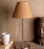 Metal Brown Jute Shade Table Lamp with Silver Base