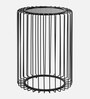 Metal Cage End Table in Black Finish