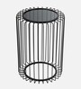 Metal Cage End Table in Black Finish