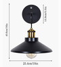 Cone Metal  Wall Light Fixture with Golden Holder (Black)