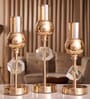 Metal Crystal Cube Golden Candle Stand