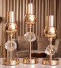 Metal Crystal Cube Golden Candle Stand