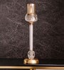 Metal Crystal Filled Golden Candle Stand