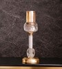 Metal Crystal Filled Golden Candle Stand