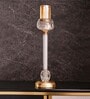 Metal Crystal Filled Golden Candle Stand
