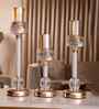 Metal Crystal Filled Golden Candle Stand