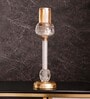 Metal Crystal Filled Golden Candle Stand