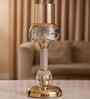 Metal Crystal Filled Golden Candle Stand