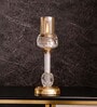 Metal Crystal Filled Golden Candle Stand