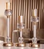 Metal Crystal Filled Golden Candle Stand
