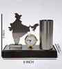 Metal decorative pen stand, cardholder, clock stand with India map showpiece