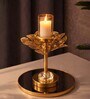 Metal Floral Glow Golden Candle Stand