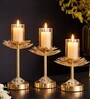 Metal Floral Glow Golden Candle Stand