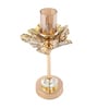 Metal Floral Glow Golden Candle Stand