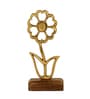 Aluminium Flower Showpiece With Wooden Base