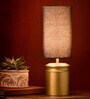 Metal Golden Table Lamp With Dark Forest Shade