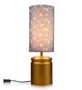Metal Golden Table Lamp With Floral Vines Print Shade