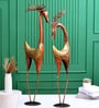 Brown Metal Hancrafted Deer Figurines Showpiece Set Of 2