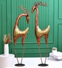 Brown Metal Hancrafted Deer Figurines Showpiece Set Of 2