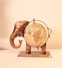 Brown Metal Handcrafted Elephant Globe Figurines Decorative Showpiece