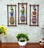 Metal Handpaindted Decorative Set of 3 Pagri Musician Wall Hanging Showpiece In Multicolour
