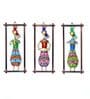 Metal Handpaindted Decorative Set of 3 Pagri Musician Wall Hanging Showpiece In Multicolour