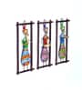 Metal Handpaindted Decorative Set of 3 Pagri Musician Wall Hanging Showpiece In Multicolour