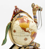 Beige Metal Handpainted Camel Globe Figurines Decorative Showpiece