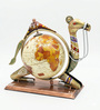 Beige Metal Handpainted Camel Globe Figurines Decorative Showpiece