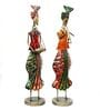 Metal Handpainted Decorative  Akhira Musician (Set of 2)Showpiece In Multicolor