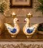 Metal Handpainted Decorative Duck Tlight Set of 2