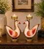 Metal Handpainted Decorative Duck Tlight Set of 2