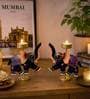 Metal Handpainted Decorative Elephant Tlight Set of 2