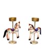 Metal Handpainted Decorative Horse Tlight Set of 2