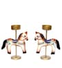 Metal Handpainted Decorative Horse Tlight Set of 2