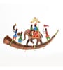 Metal Handpainted Decorative Royal Baarat Bhopu Wall Hanging Showpiece With Led IN Golden Color