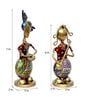 Metal Handpainted Decorative Set of 2 Couple Musician Showpiece  in Multicolor