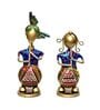 Metal Handpainted Decorative Set of 2 Couple Musician Showpiece  in Multicolor