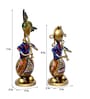 Metal Handpainted Decorative Set of 2 Couple Musician Showpiece  in Multicolor
