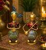 Metal Handpainted Decorative Set of 2 Couple Musician Showpiece  in Multicolor