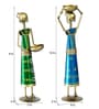 Metal Handpainted Decorative Set of 2 Lady Doll Showpiece  in Multicolor