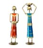 Metal Handpainted Decorative Set of 2 Lady Doll Showpiece  in Multicolor