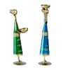 Metal Handpainted Decorative Set of 2 Lady Doll Showpiece  in Multicolor