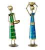 Metal Handpainted Decorative Set of 2 Lady Doll Showpiece  in Multicolor