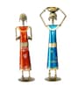 Metal Handpainted Decorative Set of 2 Lady Doll Showpiece  in Multicolor