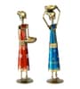Metal Handpainted Decorative Set of 2 Lady Doll Showpiece  in Multicolor