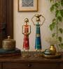 Metal Handpainted Decorative Set of 2 Lady Doll Showpiece  in Multicolor